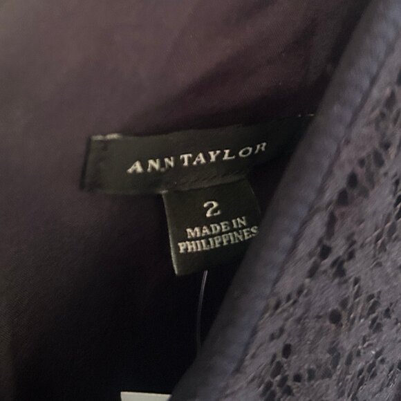 NWT Ann Taylor navy Lace Inset Sleeveless Flounce Hem Mini Dress sz 2 - Picture 3 of 13